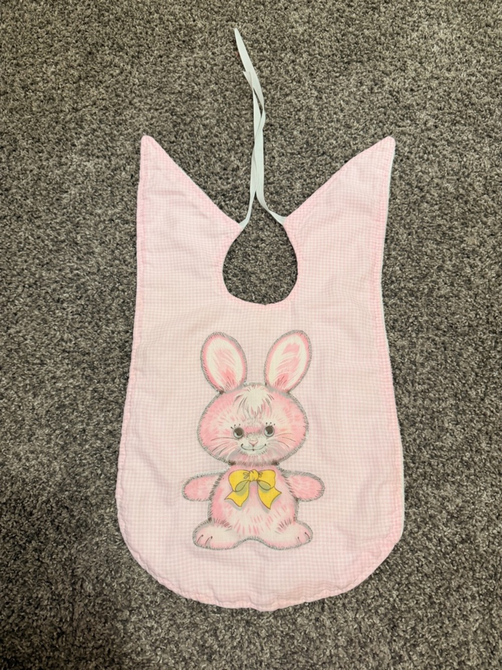 Vintage Pink Bunny toddler Bib baby